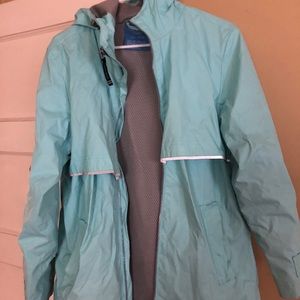 Charles River turquoise rain jacket with hood